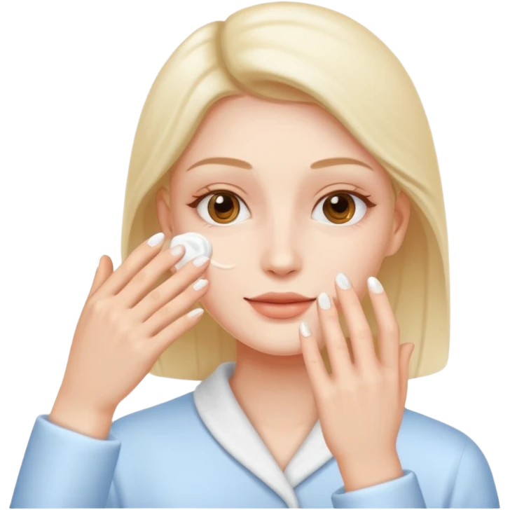 Minimal emoji of 2 hands gently applying skincare cream, emoji