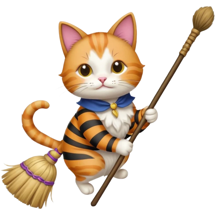 Cat on broom emoji