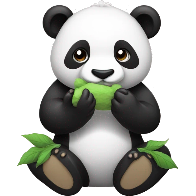 Panda eating cotton candu emoji