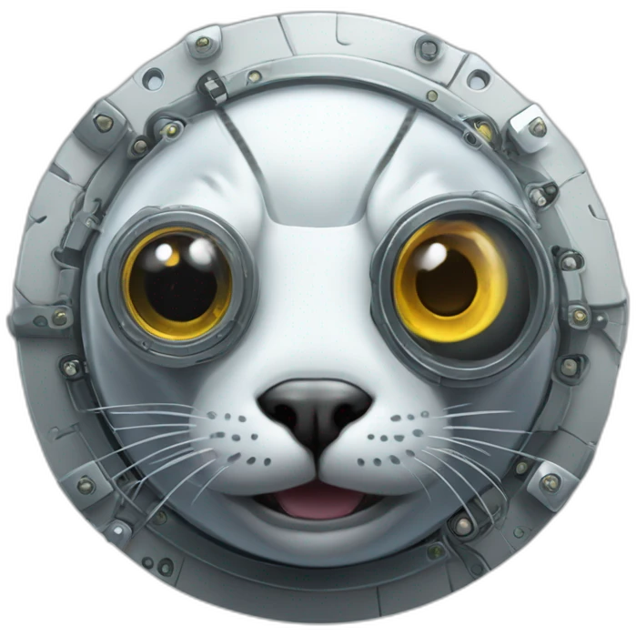 cyborg seal with mechanical eye prosthesis emoji