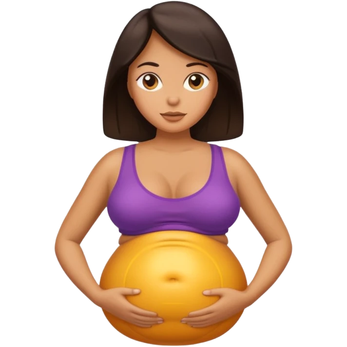 tan woman with inflated oiled belly emoji