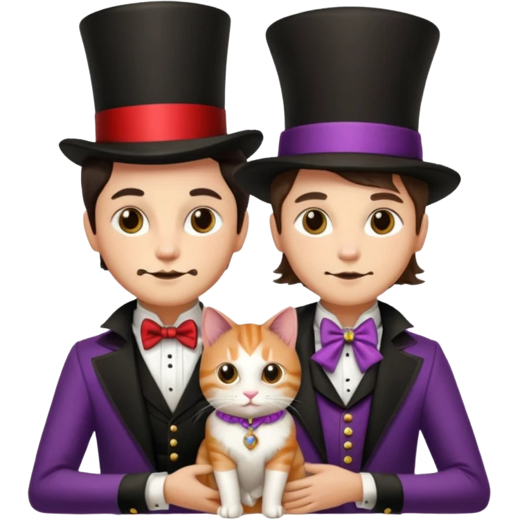 magician couple and their pet cat emoji