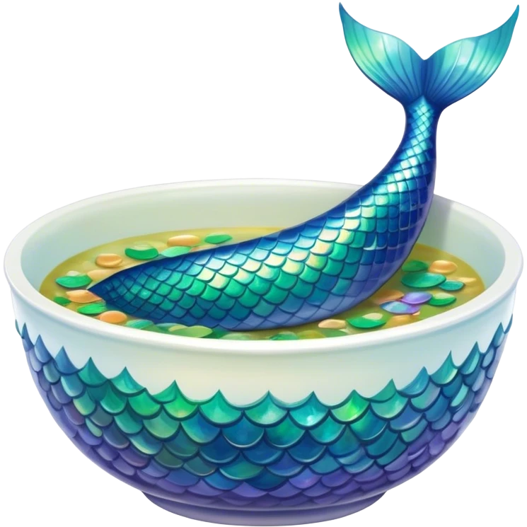 Mermaid tail in a soup bowl emoji