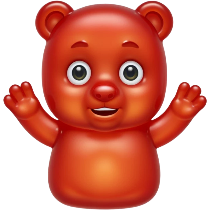 red gummy bear with eyes and long hair only head emoji