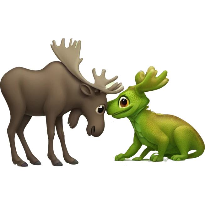 moose and lizard hugging emoji