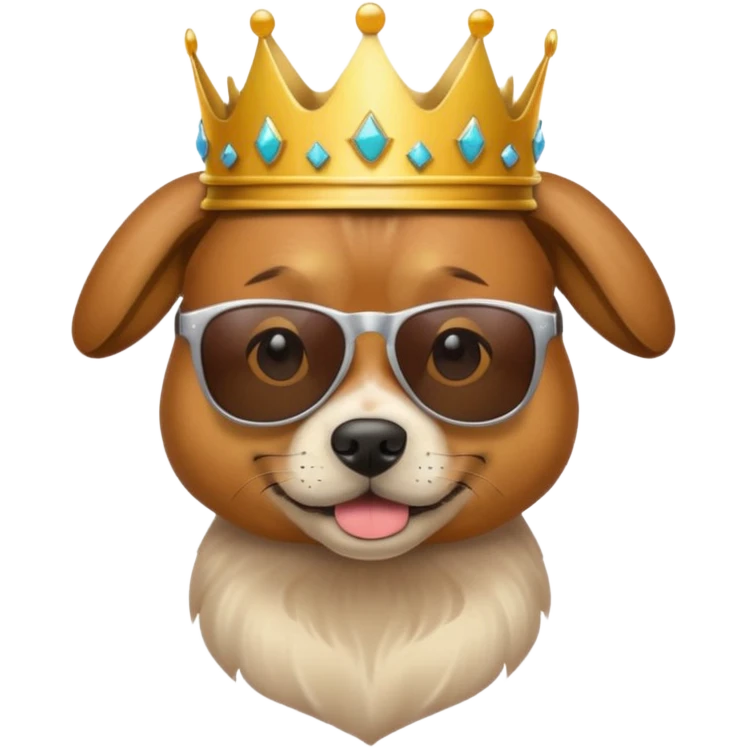 dog with a crown and a sunglasses emoji