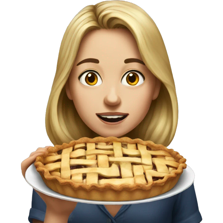 realistic portrait of girl eating pie emoji