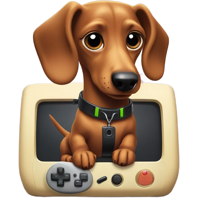 Weenie dog playing video games emoji