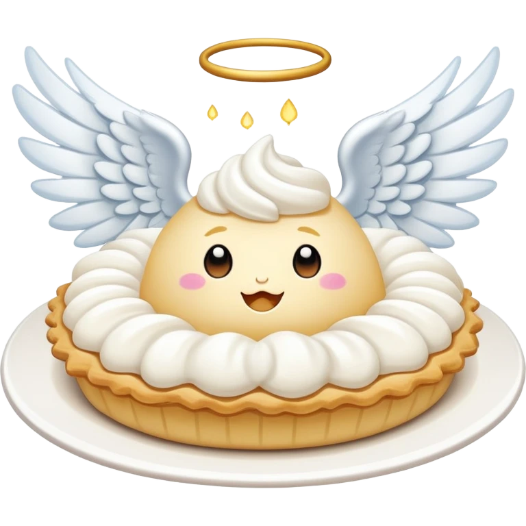 a cream pie flying with angel wings emoji