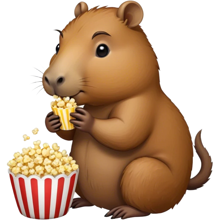 A capybara eating popcorn emoji