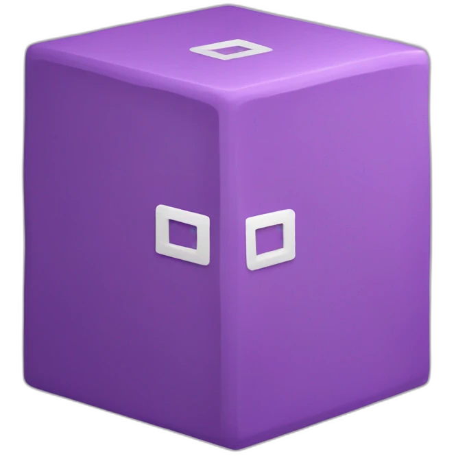 Two purple Parallelepipeds with one white letter in each emoji