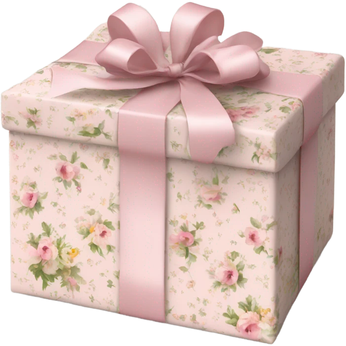 Elegant Rococo pale pink ditsy floral gift box emoji