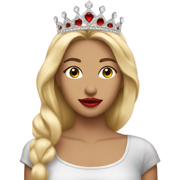 Tiara on a blonde girl with red lipstick  emoji