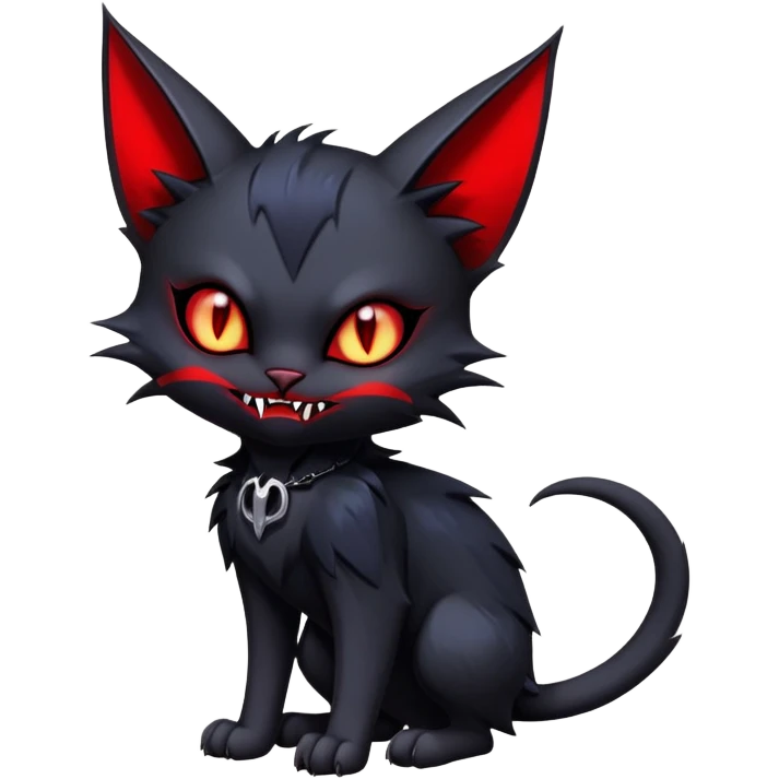 Vampiric feral futuristic gothic emo dark bat-cat-Litten-Noibat-Fakémon-hybrid-creature (full body) emoji