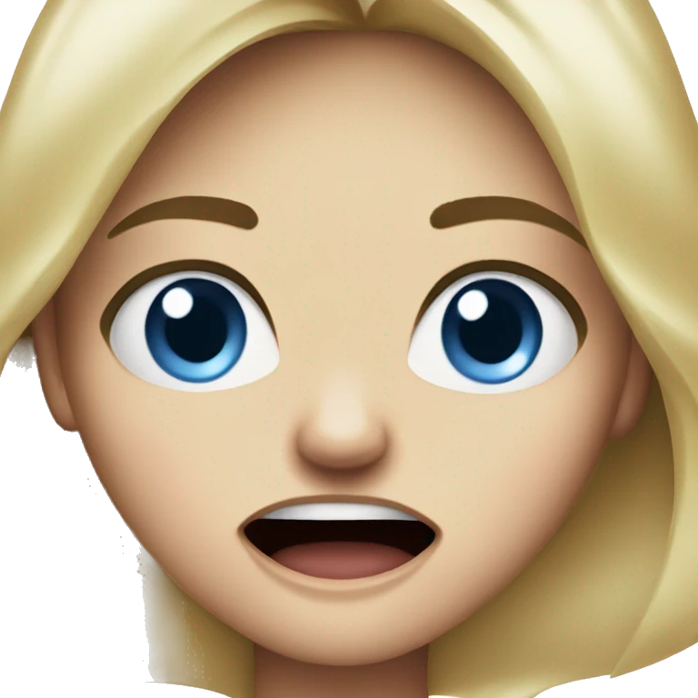 Screaming angry blonde girl blue eyes emoji