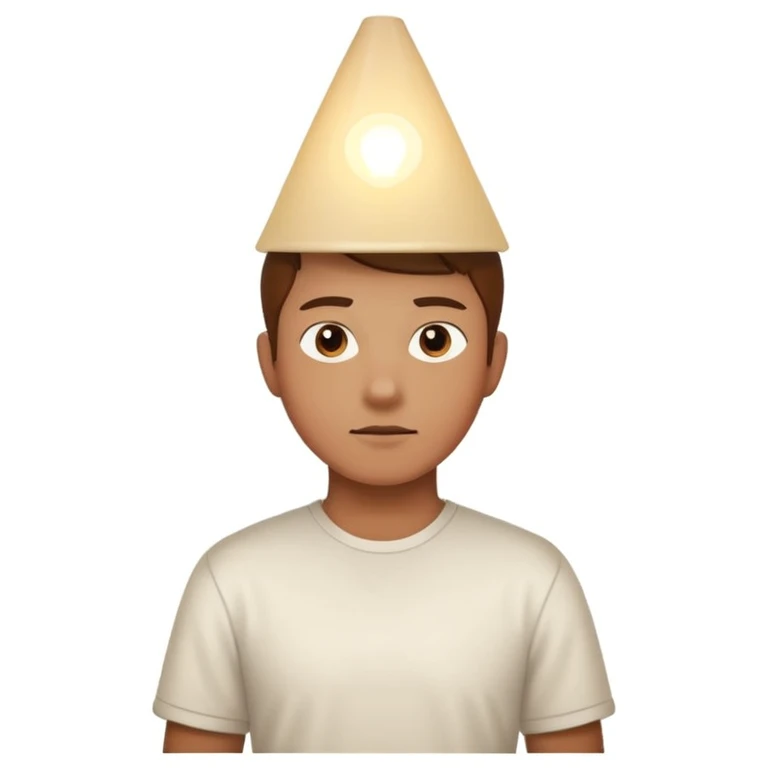 eine Person steht und wird von einer Lampe angestrahlt, sichtbarer Lichtkegel, neutraler Hintergrund emoji