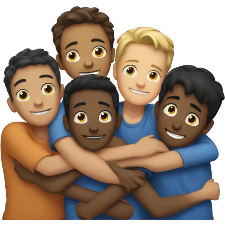 group of boys hugging emoji