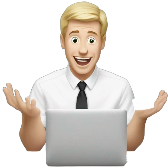make the emoji in the same style as apple emojis. And the emoji should be a white man collecting emails and in the background it rains emails emoji