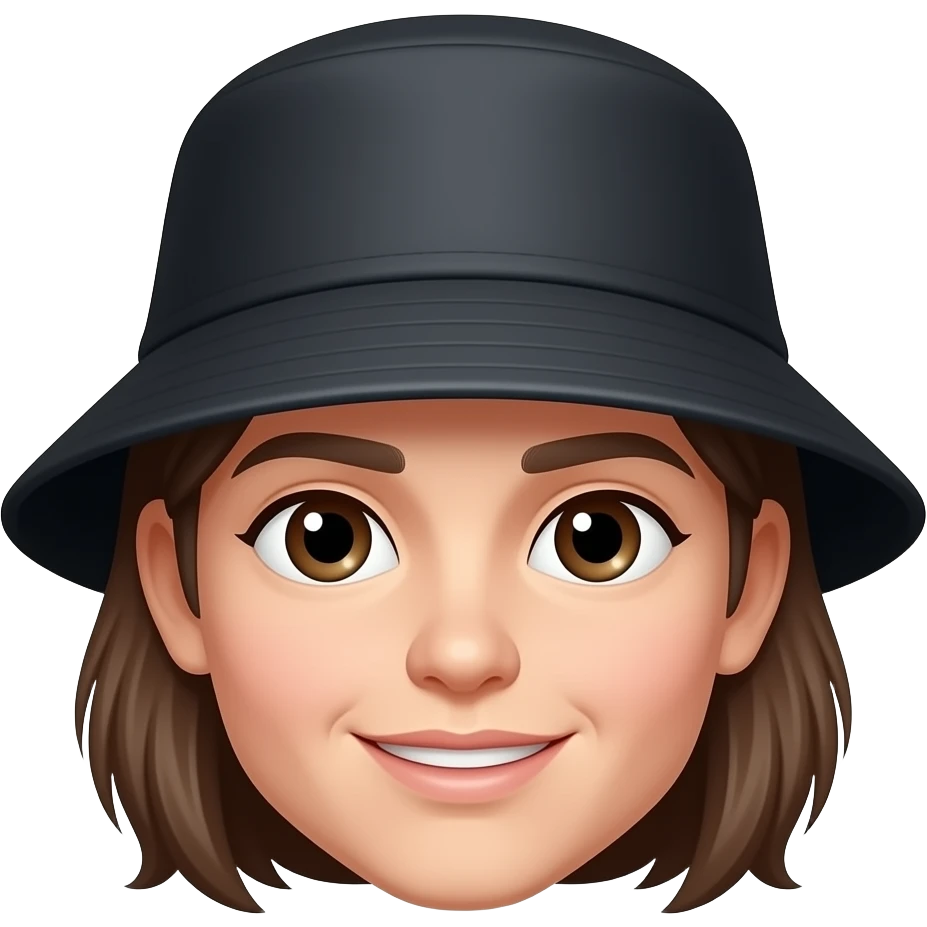 Person wearing a black bucket hat emoji
