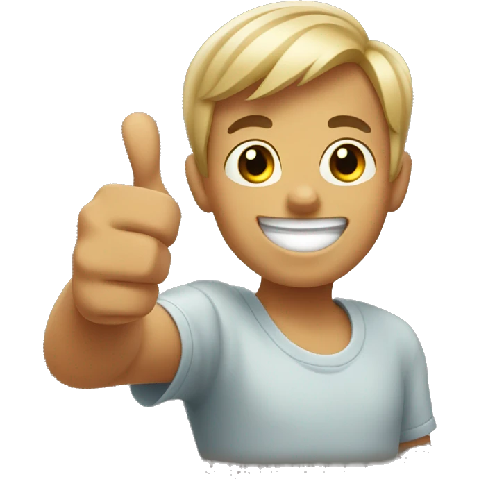 happy boy with short hair giving thumbs up emoji