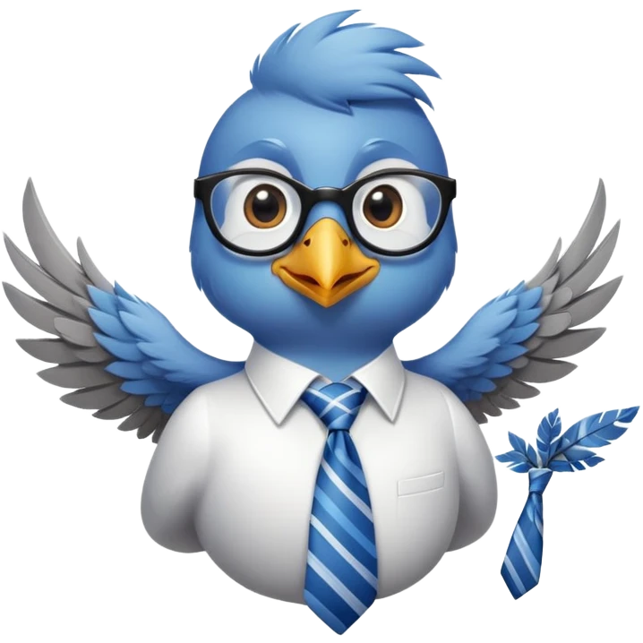 Color scheme:** Soft, calming colors like **blue, gray, and white** to match a trustworthy finance theme.  
- **Eyes:** Big, round, and bright with a **kind, intelligent expression**.  
- **Feathers:** Smooth and clean, with subtle gradient shades for a modern look.  
- **Accessories:**  
  - 🕶️ Small glasses → To represent wisdom.  
  - 💼 Tiny business tie → Adds a professional, finance-themed touch.  

### 💡 **Expression & Style:**  
- **Pose:**  
  - One wing raised → As if giving financial advice.  
  - Slight head tilt → Adds a friendly, curious personality.  
- **Emotion:**  
  - **Warm and approachable smile** → Makes the mascot feel trustworthy.  
  - **Curious, yet confident look** → Shows financial expertise.  emoji