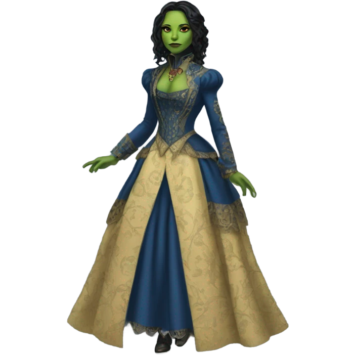 gamora in Victorian dress elegant blue gold full body  emoji