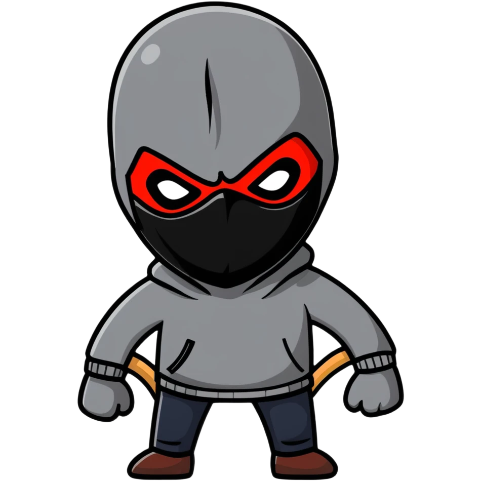 evil burglar with black and red face mask emoji