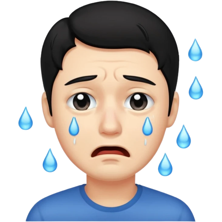 man crying with black hair emoji