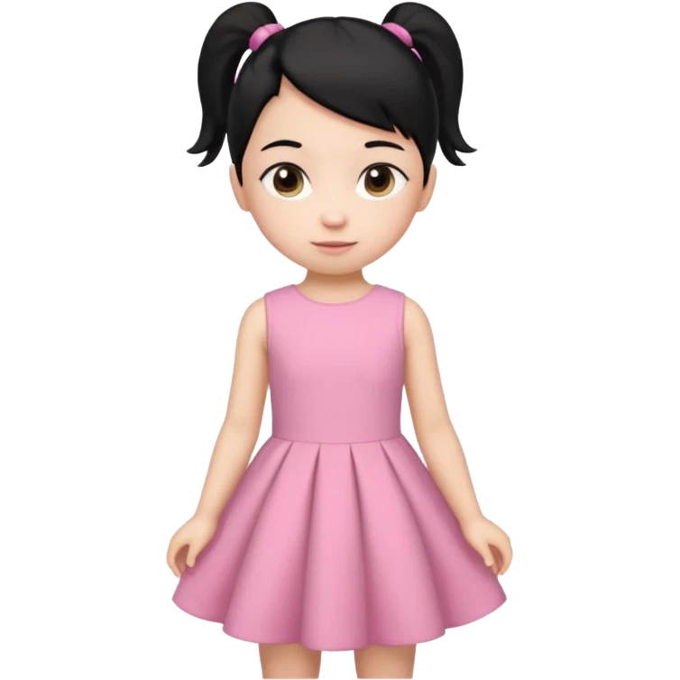 una chica pequeña con una cola color negro  de 4 años emoji