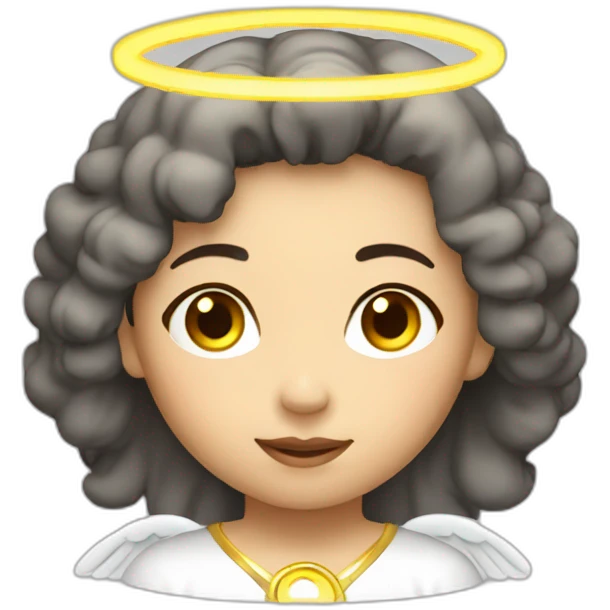 Asian female angel with halo emoji