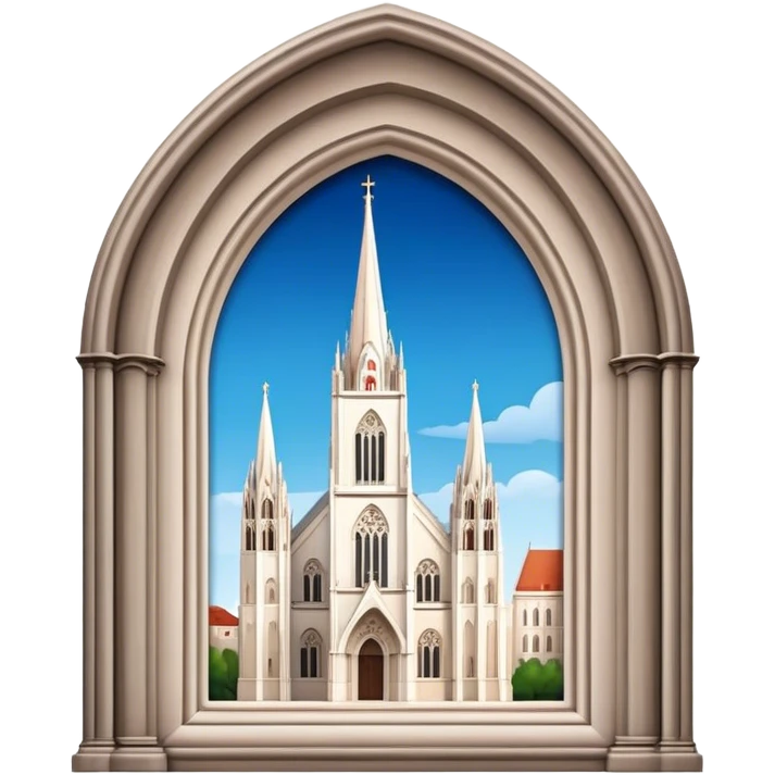 Cinematic Realistic Zagreb Cathedral Landmark Emoji, depicted with Gothic architecture rendered with lifelike detail and majestic, soft lighting. emoji
