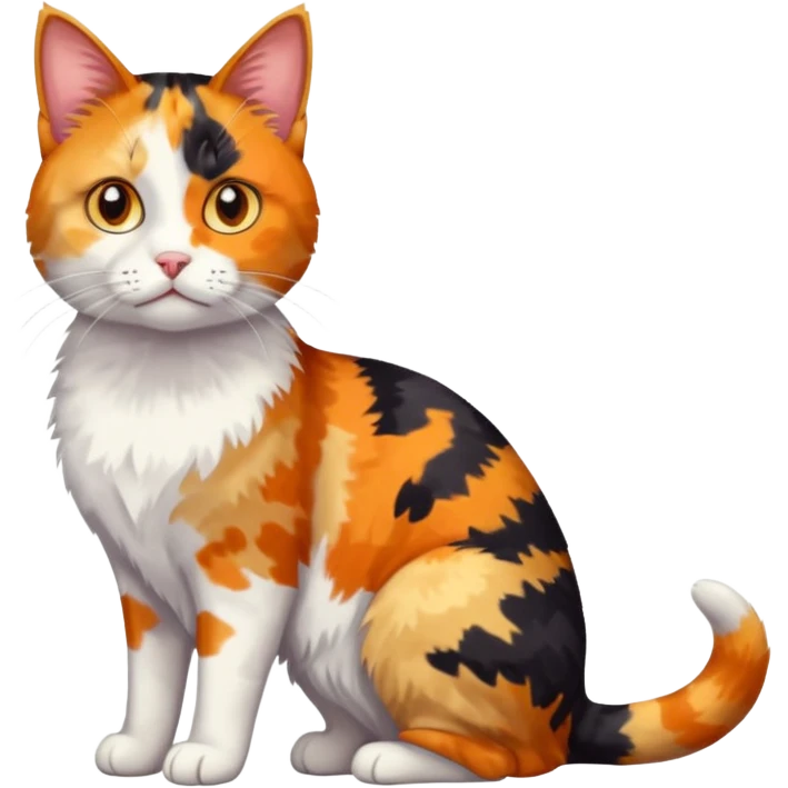 full body anxious looking colourful patchy calico tabby cat emoji