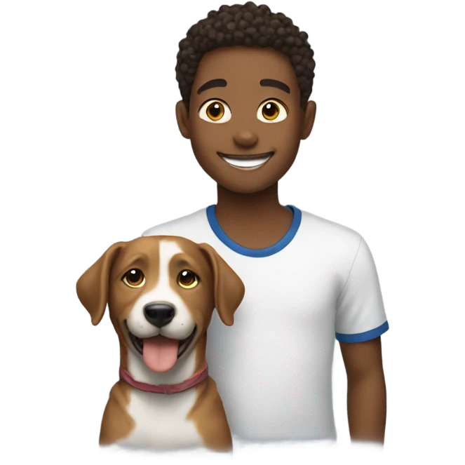boys with dog and smiles emoji