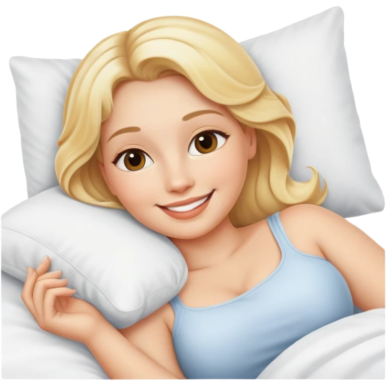 Curvy blonde sfw bed pose emoji