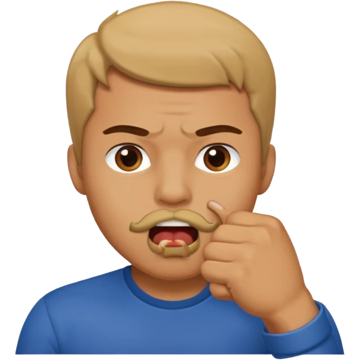 Man putting his fist in his mouth emoji