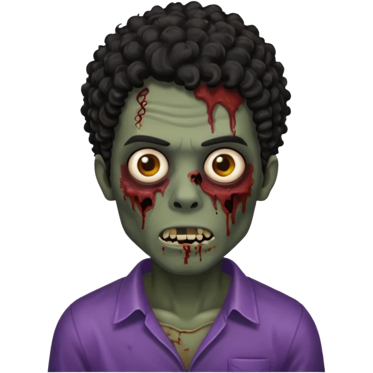 Zumbi com cabelo cacheado preto masculino zumbí  emoji