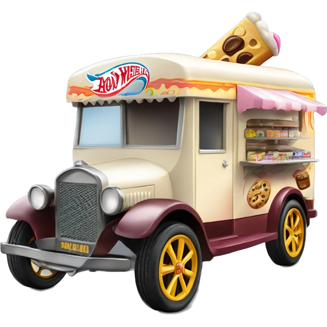 Hot wheels style, ice cream food truck from 1917 with wide mag wheels  emoji