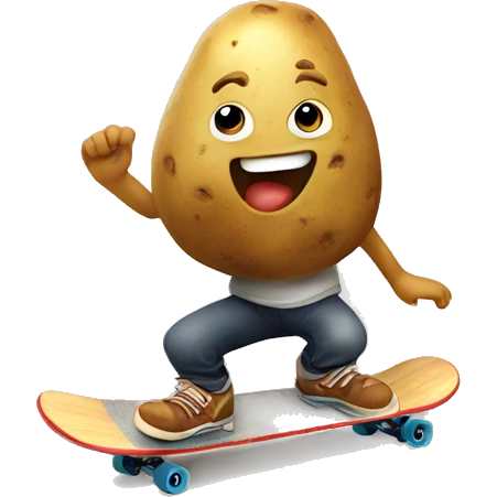 a potato playing skateboard  emoji