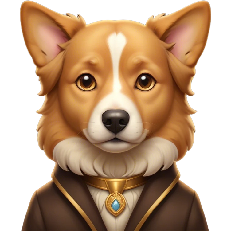 Cinematic Noble Domestic Dog Portrait Emoji, Poised and dignified, with a well-proportioned build and a neatly groomed coat of warm, inviting tones, expressive eyes radiating loyalty and wisdom, Simplified yet sharp and sophisticated features, highly detailed, glowing with a soft, dignified glow, high shine, intelligent and steadfast, stylized with an air of understated charm, focused and attentive, soft glowing outline, capturing the essence of a watchful and confident domestic dog that feels as though it could step out of the screen with effortless authority! emoji