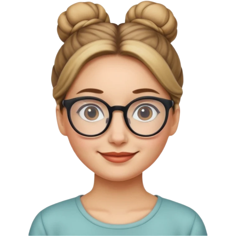 BUN HAIRED WOMAN WITH GLASSES emoji