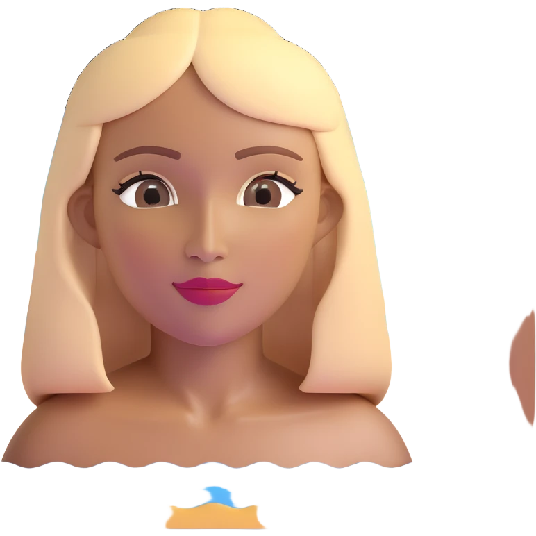 close-up of a woman's face with darker blonde straight hair, light brown skin, with the three iconic arches of Atalaia Beach (Aracaju-SE) prominently displayed very close in the background, middle arch taller with round tops, made of tiles emoji