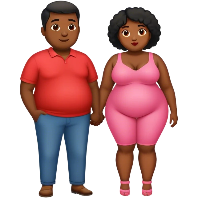 slim short man and fat black woman love emoji