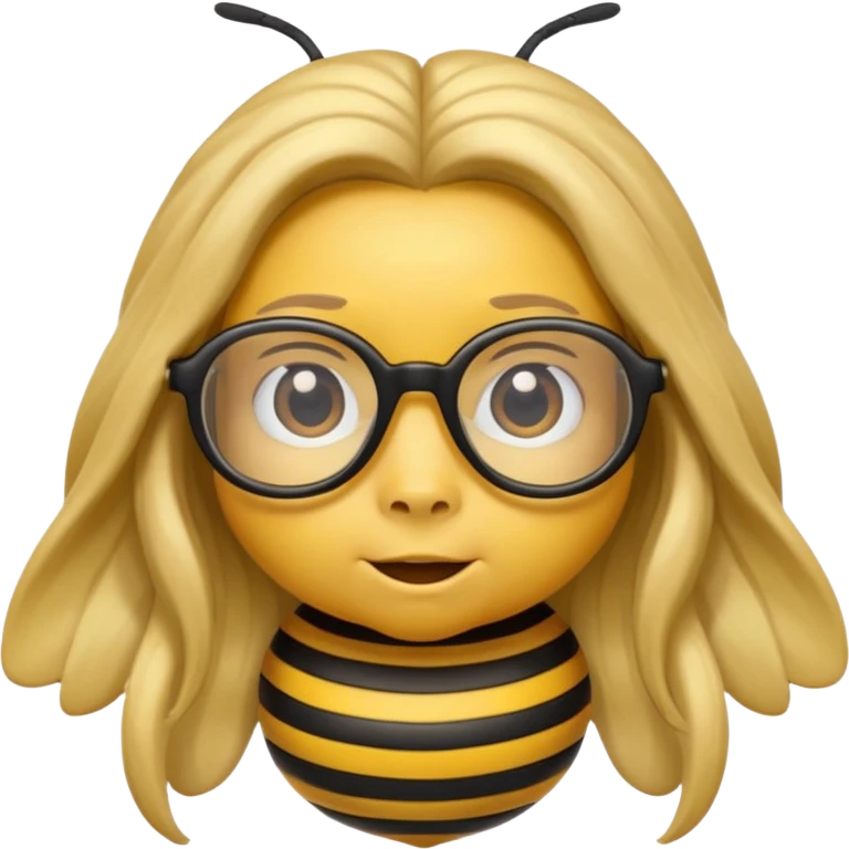 long hair bee with glasses emoji