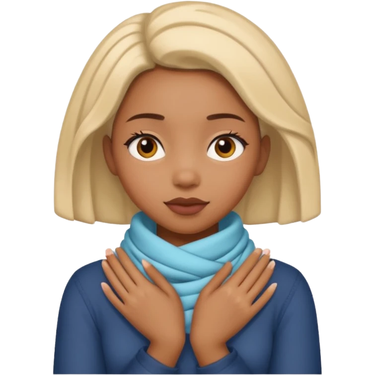 black girl with her hands wrapped around her neck emoji