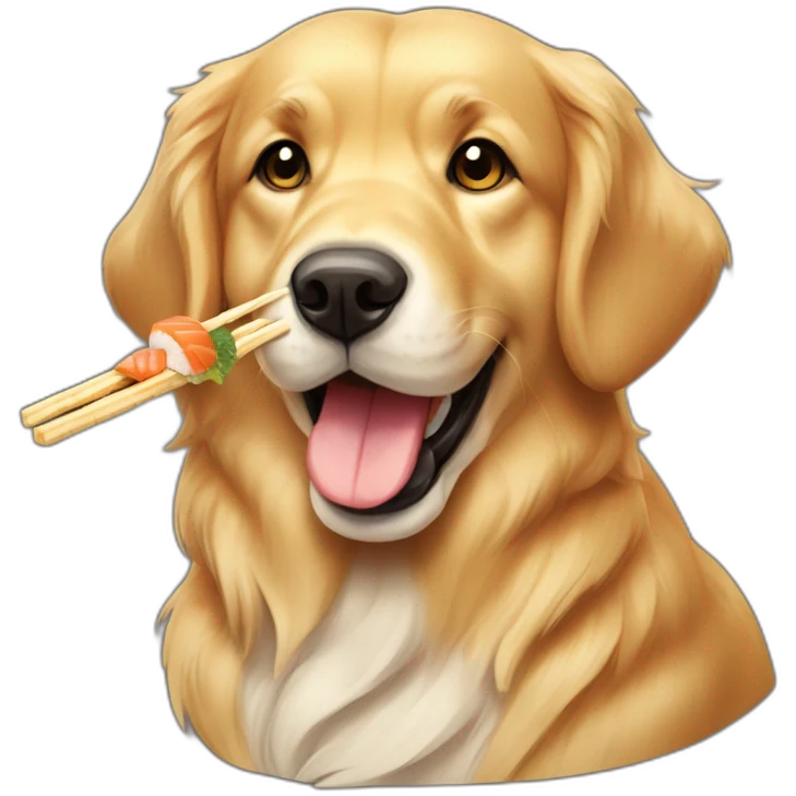golden retriver eating sushi emoji