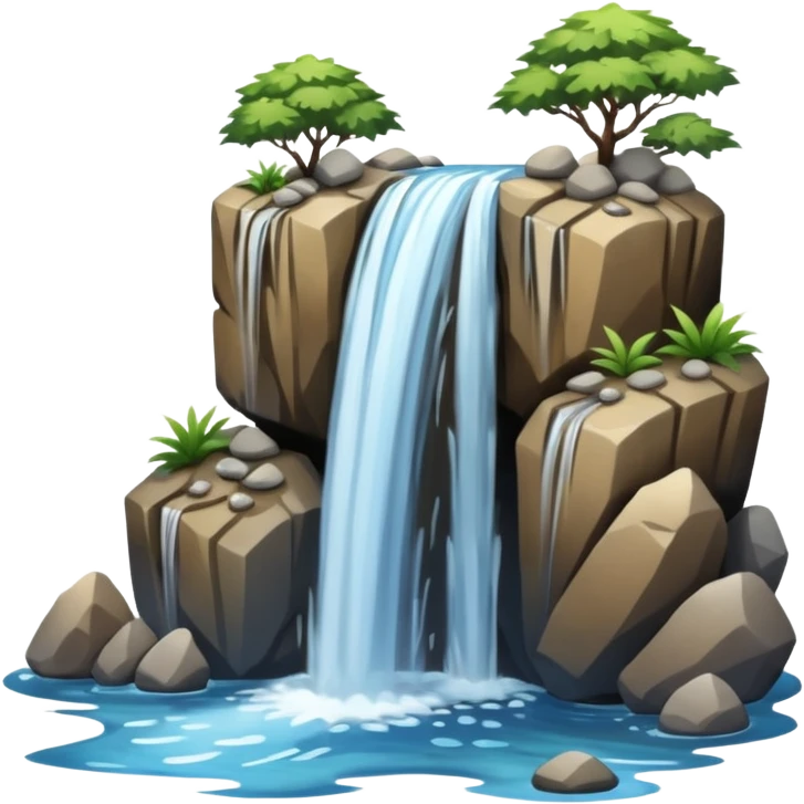 waterfall with rocks and no plants emoji