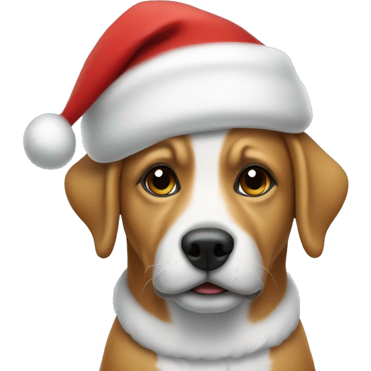 Dog wearing a Santa hat emoji