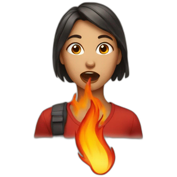 girl with fire on her mouth emoji