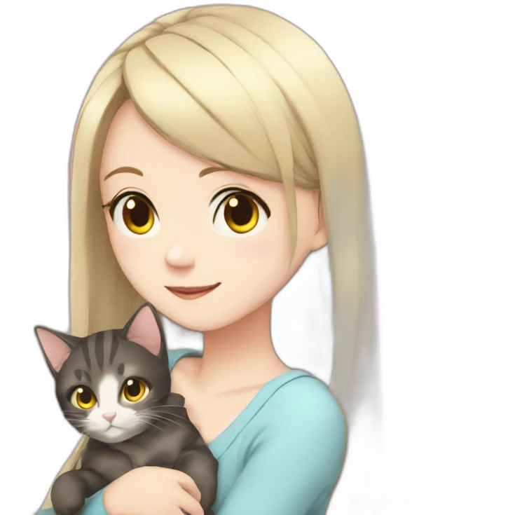 anime girl with a cat emoji