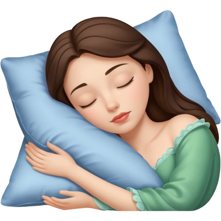 sleeping beauty brunette white girl with a silk pillow emoji